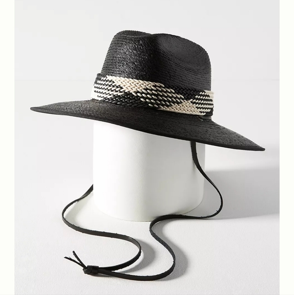 Anthropologie/ ASN Los Angeles Front Tie Straw Rancher - black main image 7